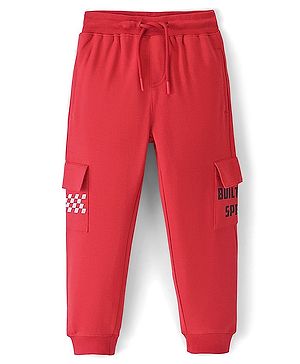 Pine Kids Looper Knit Full Length Lounge Pant Text Print - Red