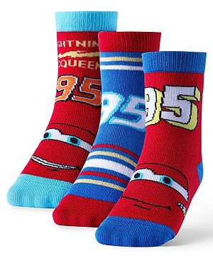Cute Walk by Babyhug Disney Anti Bacterial Ankle Length Socks Cars Graphics Pack of 3  -  Multicolour