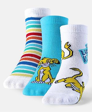 Cute Walk by Babyhug Disney Non Terry Anti-bacterial Ankle Length Socks Lion King Graphics Pack of 3 - Multicolour