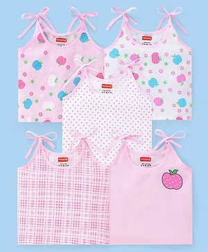 Babyhug 100% Cotton Tie Knot Jhablas With Apple Print Pack Of 5 - Pink