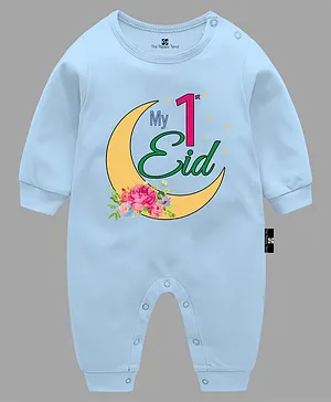 The Peppy Tend Eid Theme Full Sleeves  My 1st Eid Text Printed Romper - Blue