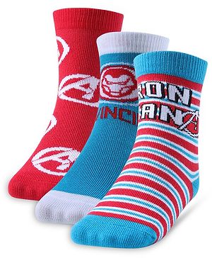 Cute Walk by Babyhug Non Terry Anti Bacterial Ankle Length Socks Marvel Avengers Graphics Pack of 3 - Multicolour