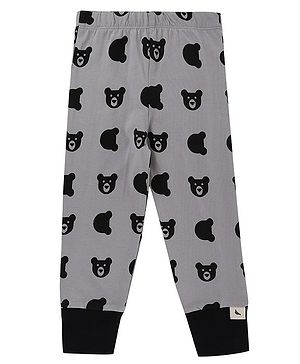 Turtledove London Cotton Knit Full Length Lounge Pant with Bear Print - Grey