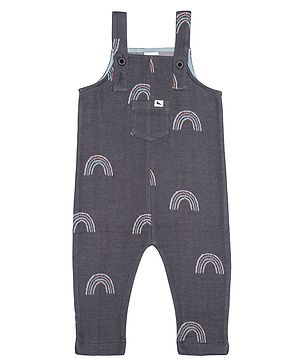 Turtledove London Cotton Knit Sleeveless Dungaree With Rainbow Print - Grey