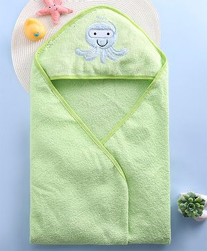 Babyhug Terry Hooded Towel Octopus Print L 76 x B 76 cm - Green