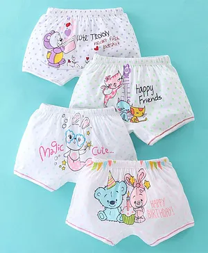 Bodycare Cotton Knit Mid Thigh Shorts Teddy Print Pack of 4 - Multicolor