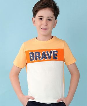 Pine Kids 100% Cotton Knit Half Sleeves T-Shirt With Text Print - Multicolor
