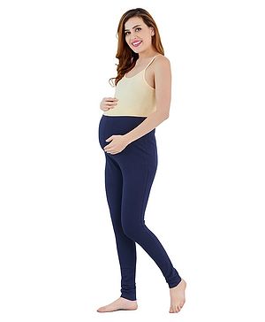 Lovely Mom's Solid Stretchable Pre & Post Maternity Leggings - Blue