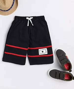TOONYPORT Striped Detailed & All Star Text Printed Shorts - Black