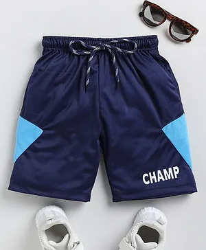 TOONYPORT Cotton Lycra  Champ Text Printed Shorts - Blue