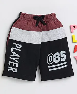 TOONYPORT Colour Blocked Player Text Printed Shorts - Black