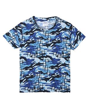 Anthrilo Half Sleeves Abstract Printed Tee - Blue