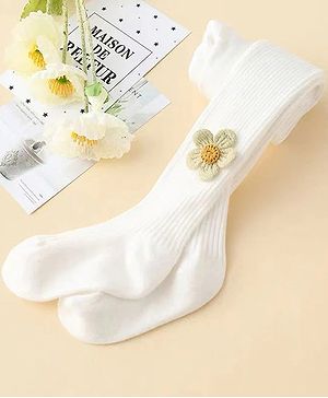 SYGA Tights For Girls Soft Cotton Infant Leggings Toddler Flower Stockings Pants, Suitable For All Seasons White-(1-2 years) S