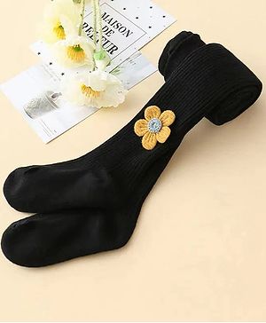 SYGA Tights For Girls Soft Cotton Infant Leggings Toddler Flower Stockings Pants, Suitable For All Seasons Black-(2-4 years) M