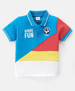 Babyhug 100% Cotton Knit Half Sleeves Polo T-Shirt With Football  Embroidery- Multicolor