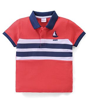 Babyhug Cotton Knit Half Sleeves Striped T-Shirt - Multicolor