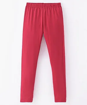 Ollypop Cotton Knit Full Length Legging Solid Colour-  Cherry Red