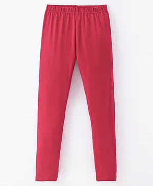 Ollypop Cotton Knit Full Length Legging Solid Colour - Cherry Red