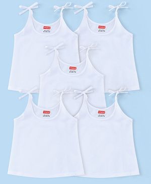Babyhug 100% Cotton Woven Sleeveless Solid Color Tie Knot Vest Pack of 5 - White