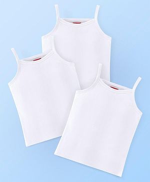 Babyhug 100%  Organic Cotton Knit Sleeveless   Slips Solid Colour  Pack of 3 - White