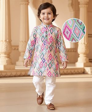 Babyhug Cambric Full Sleeves Printed Kurta Pyjama Set - Multicolor