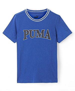 PUMA Cotton Knit Half Sleeves Solid T-Shirt - Cobalt Glaze
