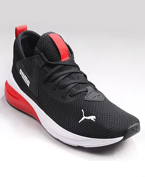 PUMA Lace Up Sports Shoes with Logo Print - Black All Time Red & White