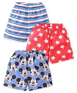 Babyhug Disney Cotton Boxers With Mickey Mouse Family Print Pack of 3 - Multicolour