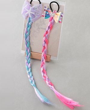 Pine Kids Hair Extensions  With Bow Applique - Muliticolor