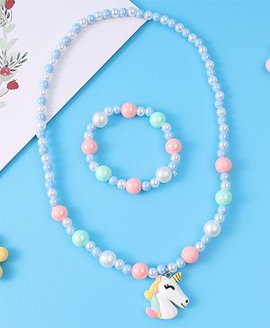 Babyhug Free Size Jewellery Set  with Unicorn Pendant - Multicolor
