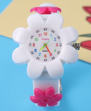 Babyhug Free Size Floral Shape Analog Watch  - White (Belt Color May Vary)