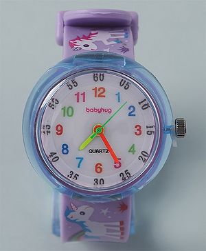 Babyhug Analog Watch With Unicorn Print - Purple