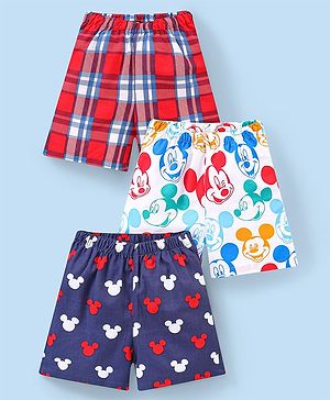 Babyhug Disney Cotton Boxers With Mickey Mouse Family Print Pack of 3 - Multicolour