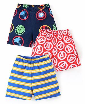 Babyhug Marvel Cotton Knit Boxers With Avengers Print Pack of 3 - Multicolor