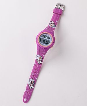 Babyhug Cat Print Digital Watch Free Size - Purple