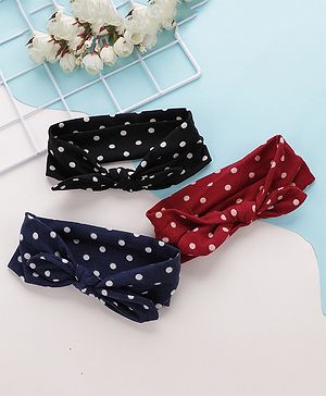 Babyhug Headbands With Polka Dots Design Pack of 3 - Black Blue & Red