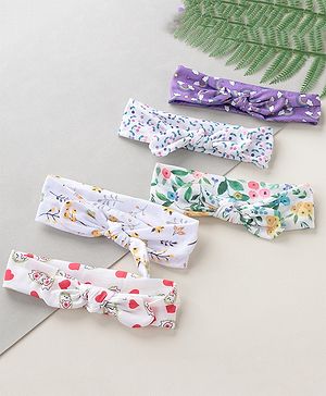 Babyhug Free Size Headbands With Bow Applique Pack of 5 - Multicolour