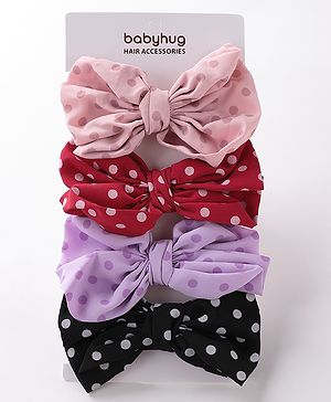 Babyhug Bow Applique Headbands Pack of 4 - Multicolour