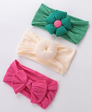 Babyhug  Headbands  with Bow Applique Pack of 3 - Multicolor