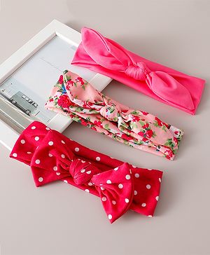 Babyhug Free Size Headbands With Bow Applique Pack of 3 - Multicolour