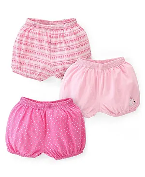 Babyhug 100% Cotton Bloomer Polka Dot Print Pack of 3 -Pink