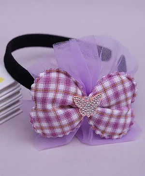 TMW Kids Checked Bow Detailed Hair Band - Purple
