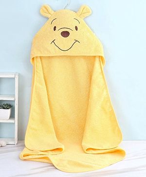 Babyhug Disney Cotton Towel With Winnie the Pooh Hood L 74 x B 74 cm - Yellow