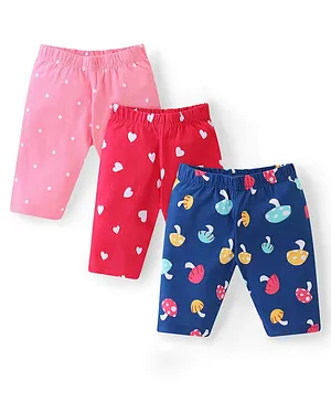 Babyhug Cotton Lycra Knit Three
                              Fourth Leggings with Polka Dot & Heart
                              Print Pack of 3 - Multicolour