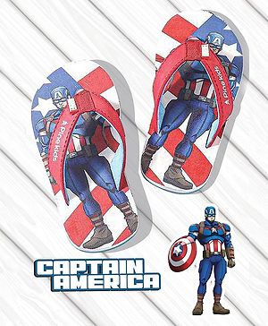 Pine Kids Marvel Slip On Flip Flops With Captain America Design - Red