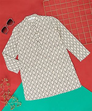 Indus Route by Pantaloons Full Sleeves Abstract Printed Kurta - Off White