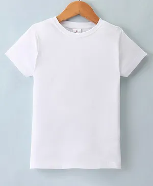 OLLYPOP Sinker Half Sleeves Solid Color T-Shirt - White