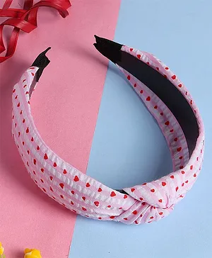 Jewelz Striped & Hearts Printed Hair Band - Pink