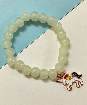 Little Peas Beaded Unicorn Charm Embellished Bracelet - White