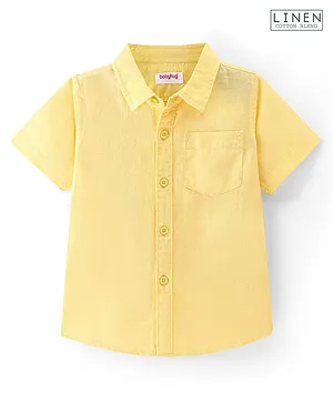 Babyhug Linen Woven Half Sleeves Solid Shirt - Yellow